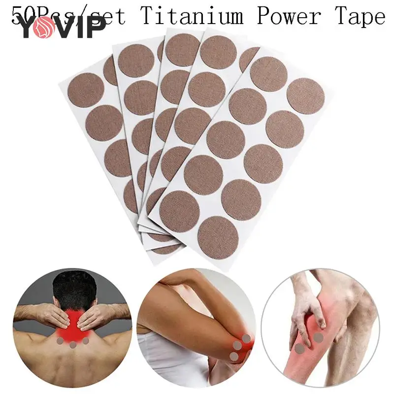 

50Pcs/5sheets Titanium Power Kinesiology Tape Titanium Discs Pain Therapy Cure K Tape Neck Massage