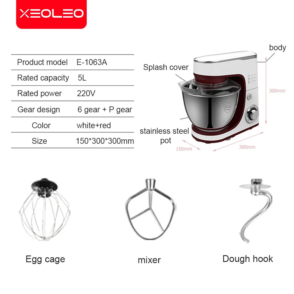 XEOLEO Commercial Planetary Vertical Mixer with Stainless Steel Bowl Electric Food Kitchen Appliance Dough Processor Mixeur