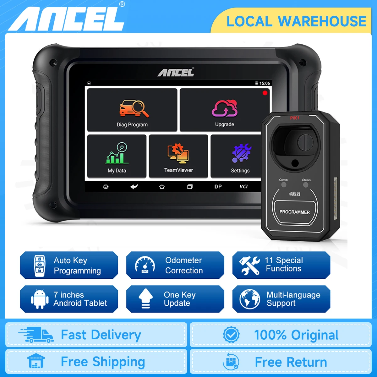 ANCEL DP500 Key Programmer Immobilizer Cluster Calibriation OBD2 Scanner Professional EEPROM Chip Read OBD2 Car Diagnostic Tools