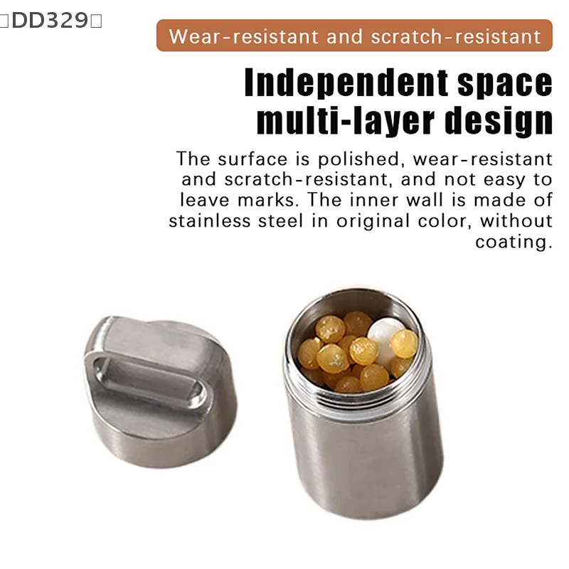 〔DD329〕1Pcs Waterproof Metal Capsule Box Mini Medicine Holder Stainless Steel Pill Case Mini Pill Holder EDC Tool Seal Bottle - view 3