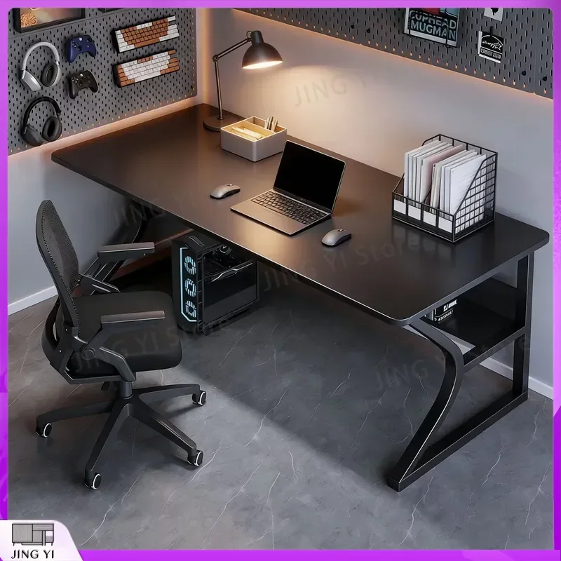 Black Gaming Desk for Esports PC Setup Adjustable Height Computer Desk for Home Office Internet Cafe Ergonomic Workstation
