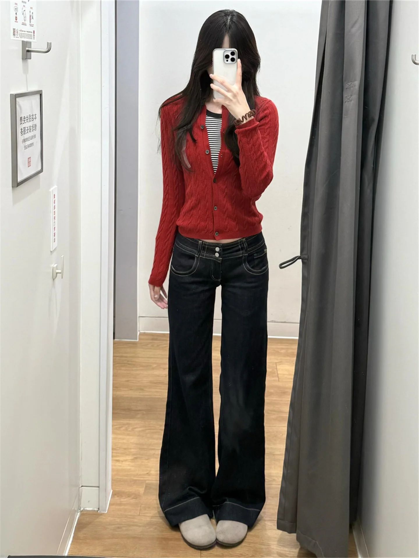 

Джинсы-клеш с низкой посадкой, свободного кроя, темно-синие, повседневные, женские, винтажный стиль, не обтягивающие ноги, удобные, из хлопка