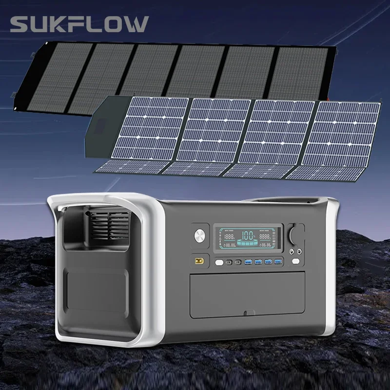 

Sukflow 1024Wh 1800W Portable Power Station with 200W 400W Flexible Solar Panel Mobile Solar Generator for Home Outdoor Camping