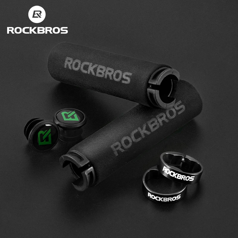 ROCKBROS Bicycle Grips MTB Silicone Sponge Handlebar Grips Anti-skid Shock-absorbing Soft Bike Grips Ultraight Cycling Handlebar