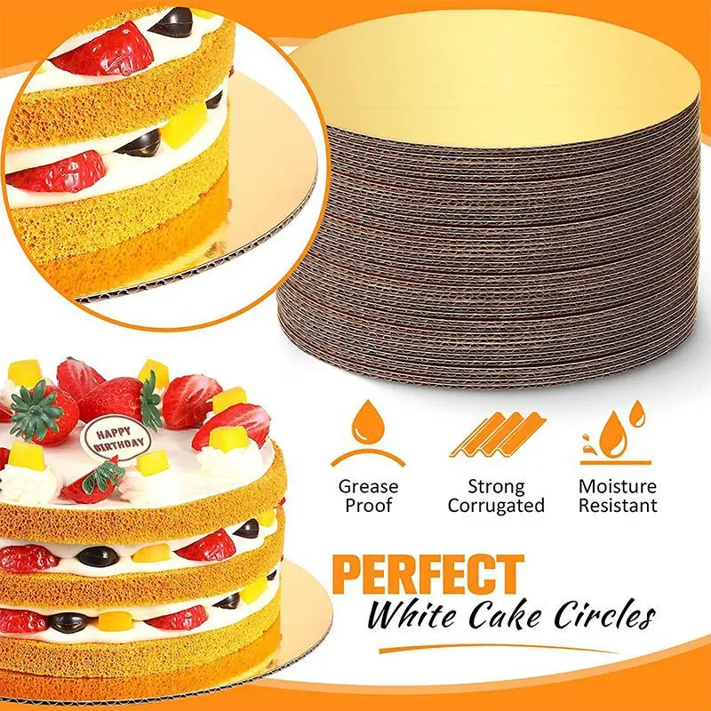 10pcs Cake Boards Sturdy Large Round Cardboard Base Diameter 6 in Circle Mousse Plate Dessert Tray Cake Decorating