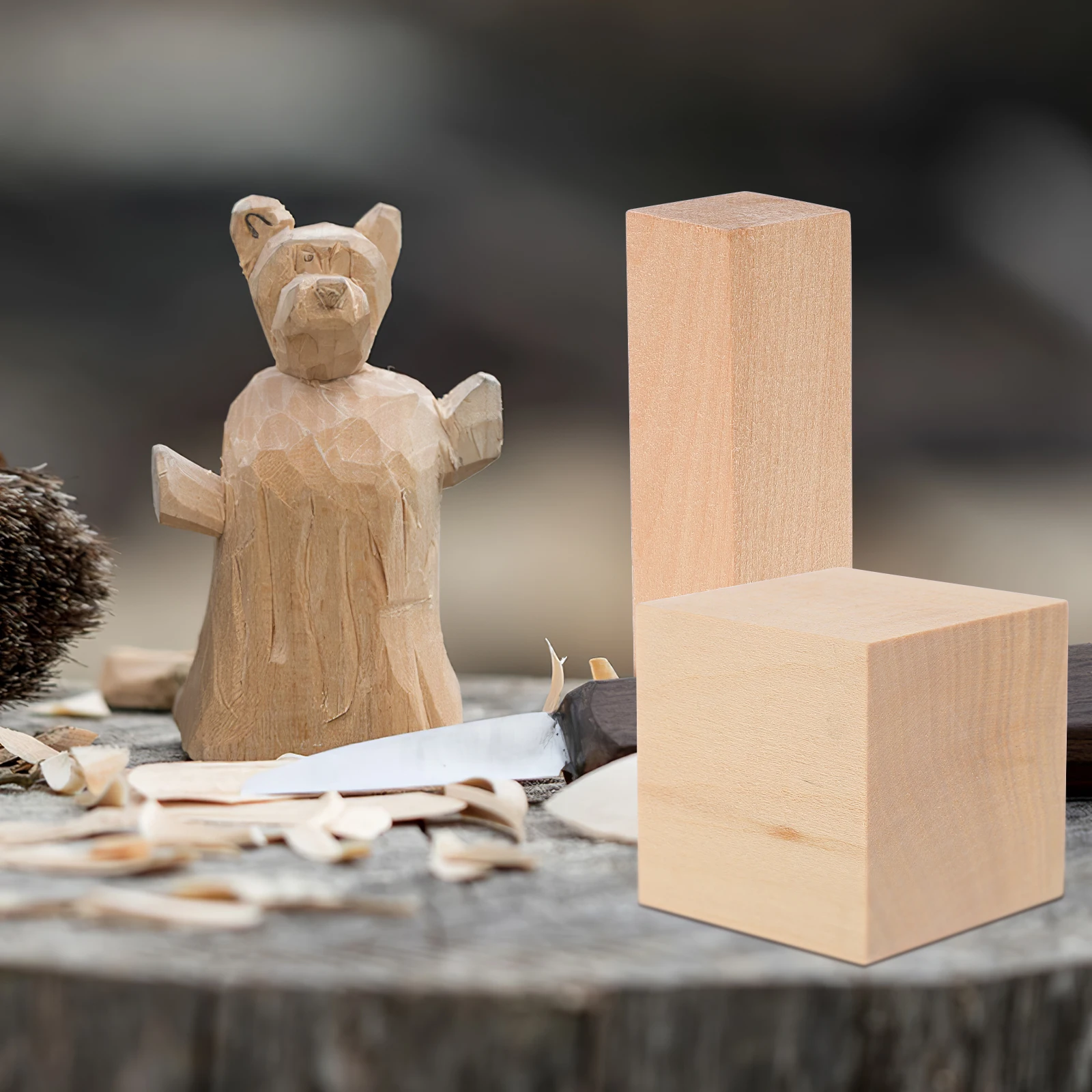 

15pcs Wooden Unfinished Carving Rectangle Cubes Crafts Home Decor Durable Natural Supplies Diy Projects Blocks For Whittling