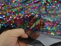 Multicolor Sequin Fabric 3mm Sparkly sequins Fabric For Clothes making wedding dress 125cm x 50cm - sold by the half meter