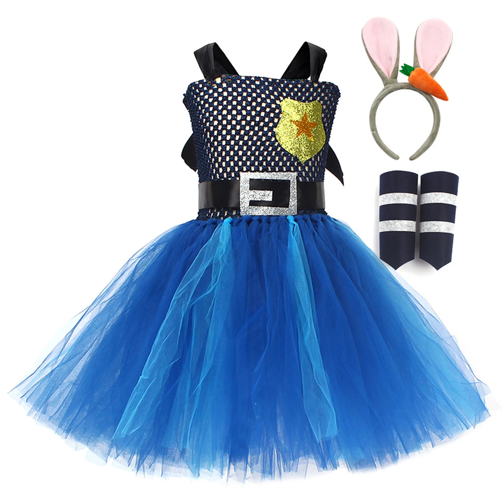 

Nick Tutu Dress for Girls Bunny Police Officer Cosplay Foxes Costumes Birthday Halloween Outfit Children Xmas Holiday Clothes