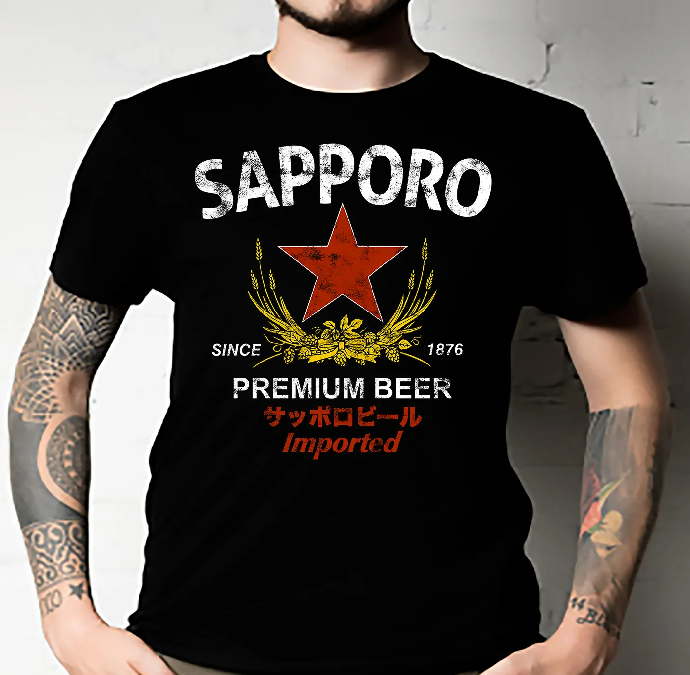 Sapporo Beer Essential T shirt 1876 ALL SIZE UNISEX