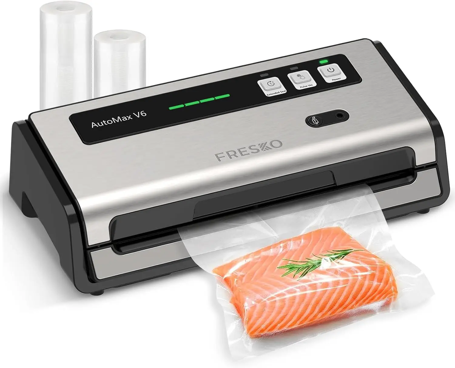 

Professional Vacuum Sealer V6 with Built-in Bag Roll Storage & Cutter, 2 Rolls Bags Included