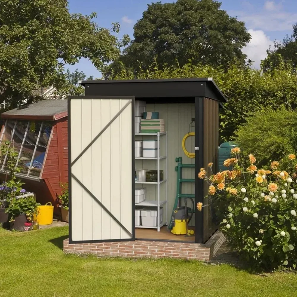 Abri de jardin en métal étanche avec porte verrouillable, outil utilitaire, rangement extérieur pour arrière-cour