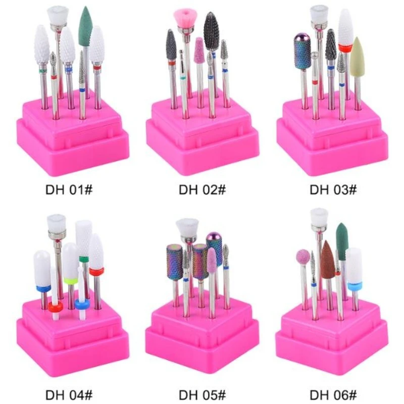 6×7Pcs/Set Ceramic Milling Cutters Set For Manicure Combined Removing Gel Polishing Nail Drill Bits Kit Tools