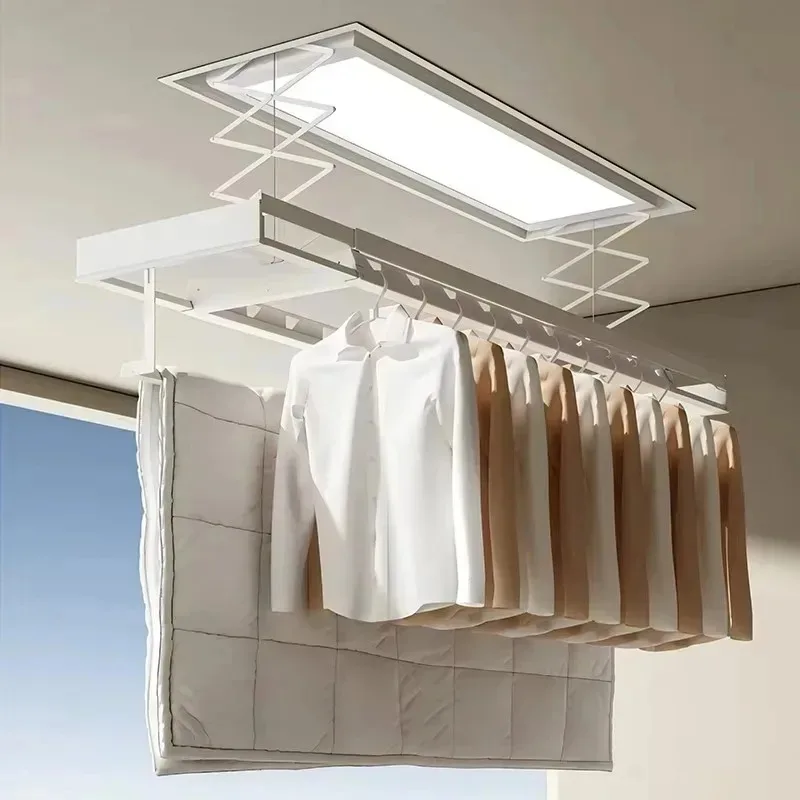 Innovative Smart Electric Clothes Drying Rack Integrated Lighting Optimized for Better Air Circulation for Indoor Balcony Use