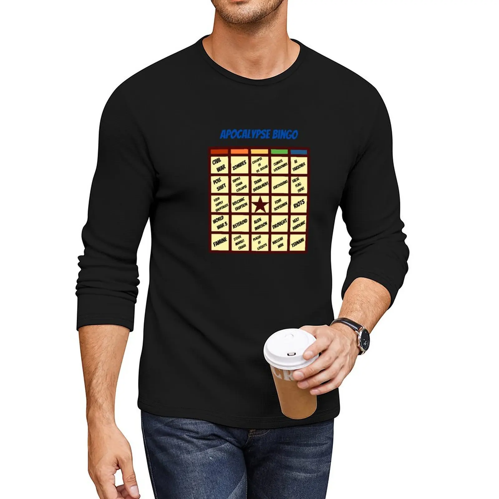 

Apocalypse Bingo Survivalist Inspired Humor for End Times Doomsday Prepper Long T-Shirt custom t shirt sweat shirts, men