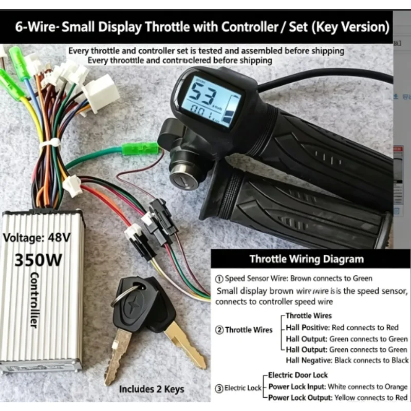 48V Throttle Speed Controller Complete Assembly For 14 Inch Folding E‑Bike Scooter Replacement Spare Handle Parts