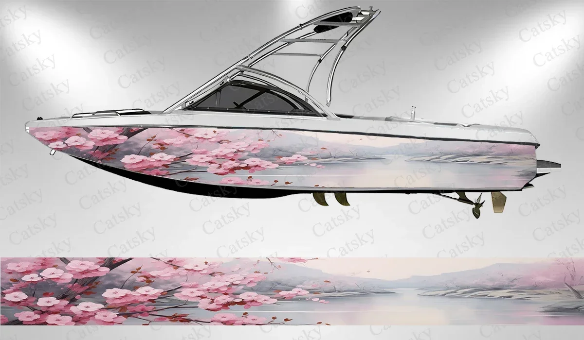 

Cherry blossoms flower Boat Stickers Vinyl Boat Wrap for Pontoonman Console Deck Boat Fishing Platform Decal Sticker