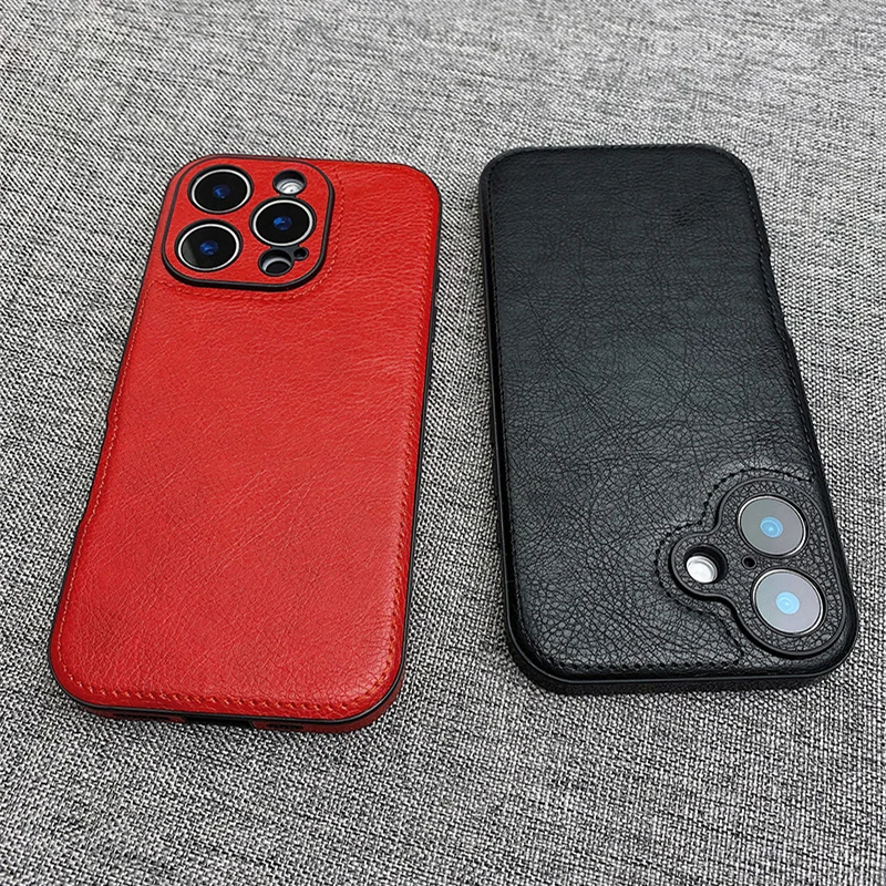 

Противоударный чехол в стиле ретро из искусственной кожи с текстурой кожи для iPhone 16, 16 pro max 15, 14 Pro, 13, 12, однотонный матовый бронированный чехол для пожилых людей