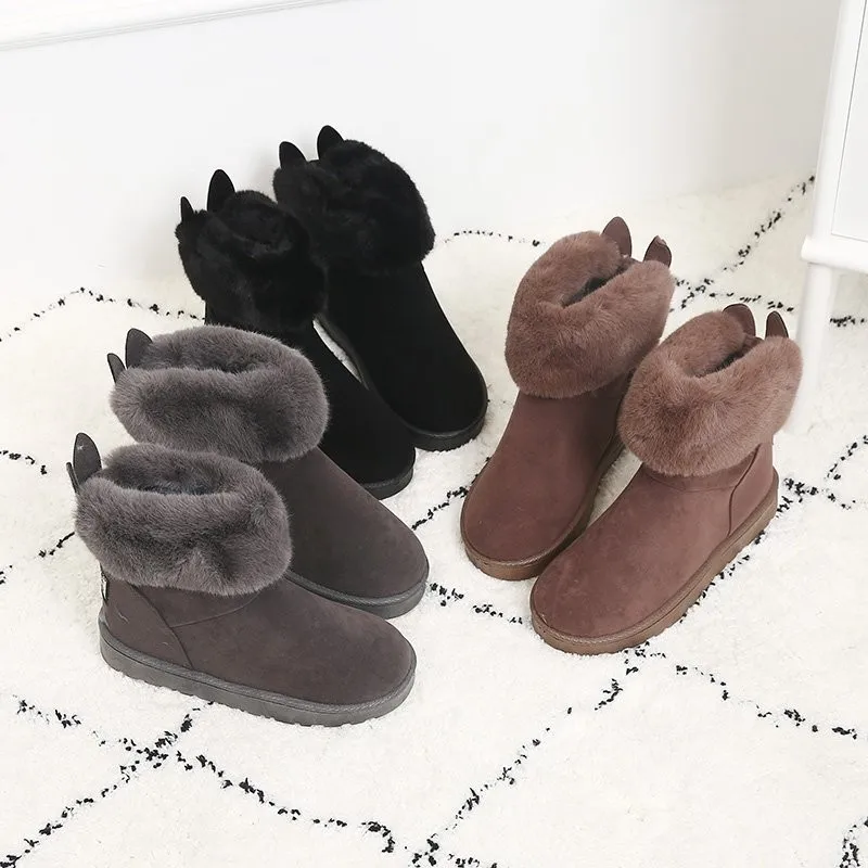 Snow Boots Women 2023 New Winter Korean Version Fashion Versatile Cute Rabbit Ear Short Boots