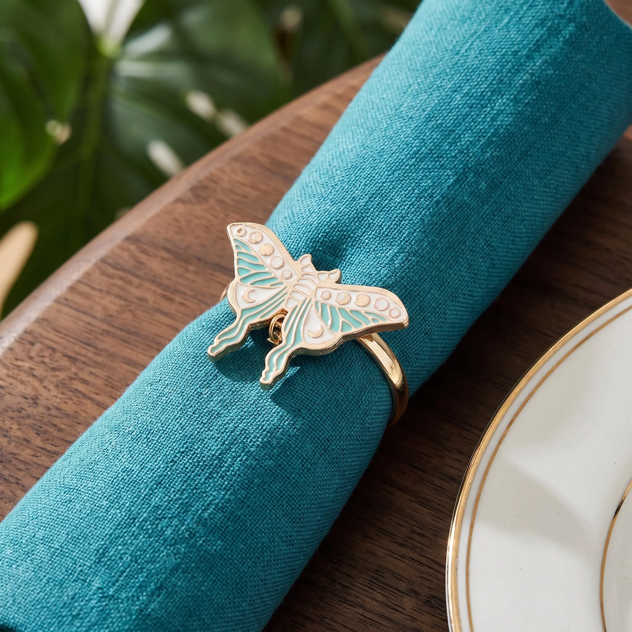 12Pcs Butterfly Napkin Rings Enamel Alloy Napkin Holder Buckle for Wedding Anniversary Spring Party Easter Brunch Dinner Table