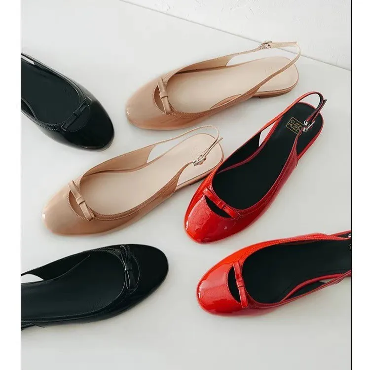 Bows French Style Women's 2026 New Shallow Red Ballet Evening Shoes