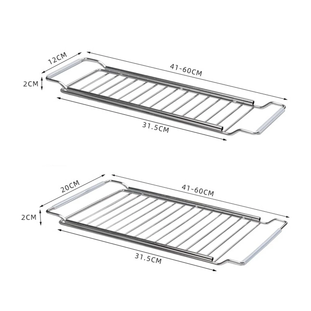 Stainless Steel Oven Rack Heavy-Duty Build Adjustable Sink Organizer Multi-Purpose Drainage Rack For Daily Kitchen Use ﻿