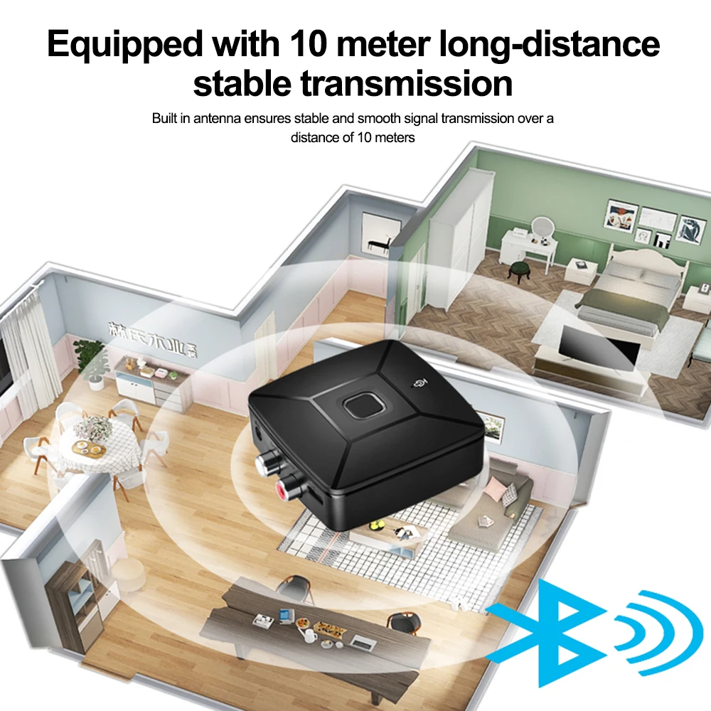 Bluetooth 6.0 Audio Receiver Hi-Fi 3.5mm AUX 2RCA Stereo Music Wireless Adapter With Mic For Car Kit Speaker Amplifier