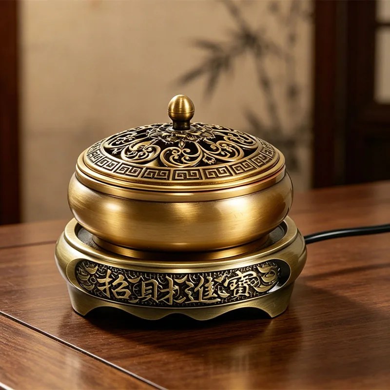 Metal Electronic Incense Burner Essential Oil Burner with Digital Display Adjustable Temp Timer Bakhoor Burner for Resin Powder