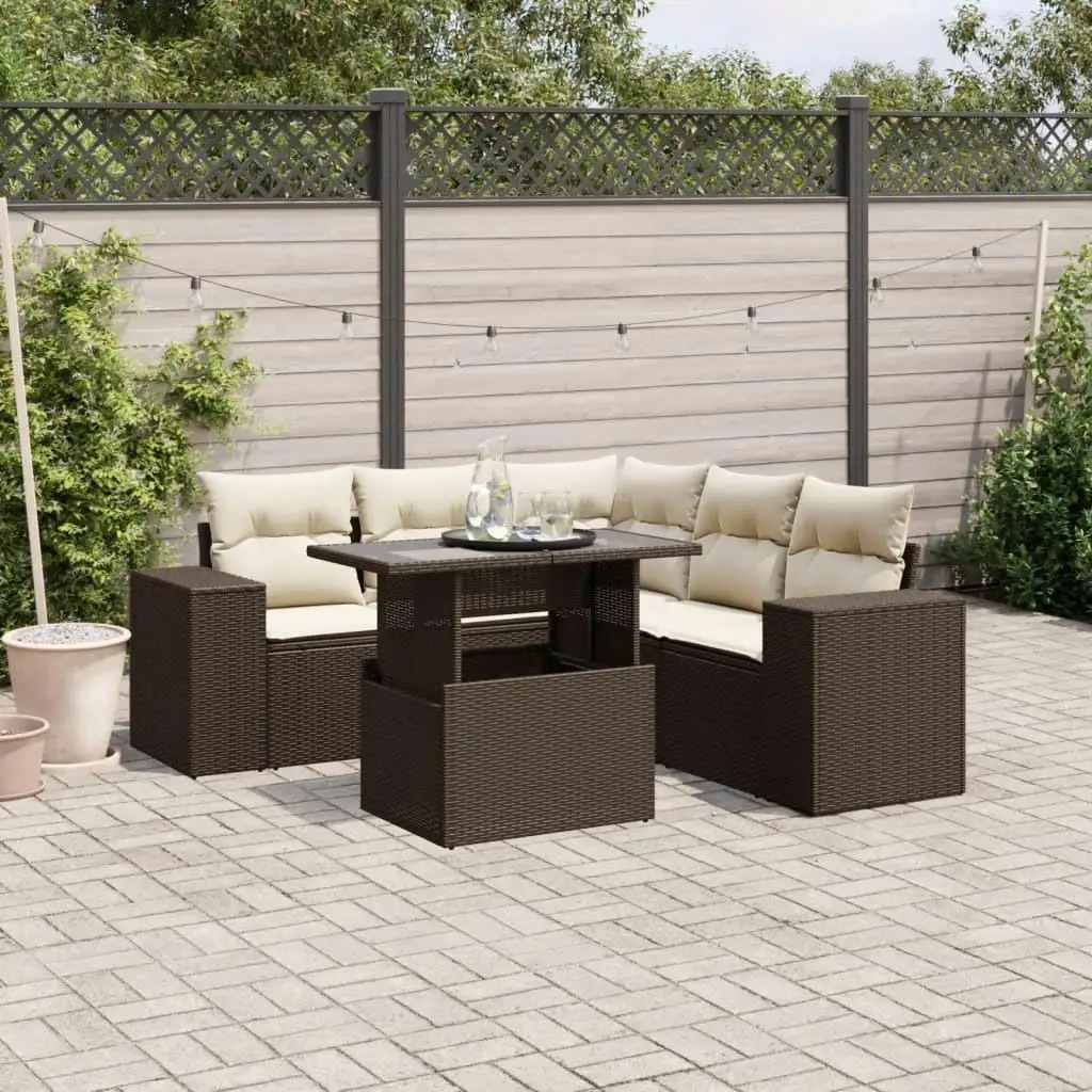 

Garden Sofa Set in Brown and Cream White Outdoor Furniture Comfortable Seating for Patio Balcony Garden Use