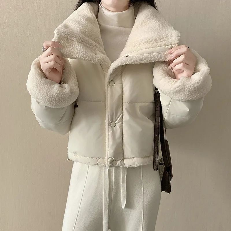 Women Reversible Lambswool Cotton Jacket Autumn Winter Petite Popular Fashion Comfortable Warm Skinny Luxury Winter Jacket Women