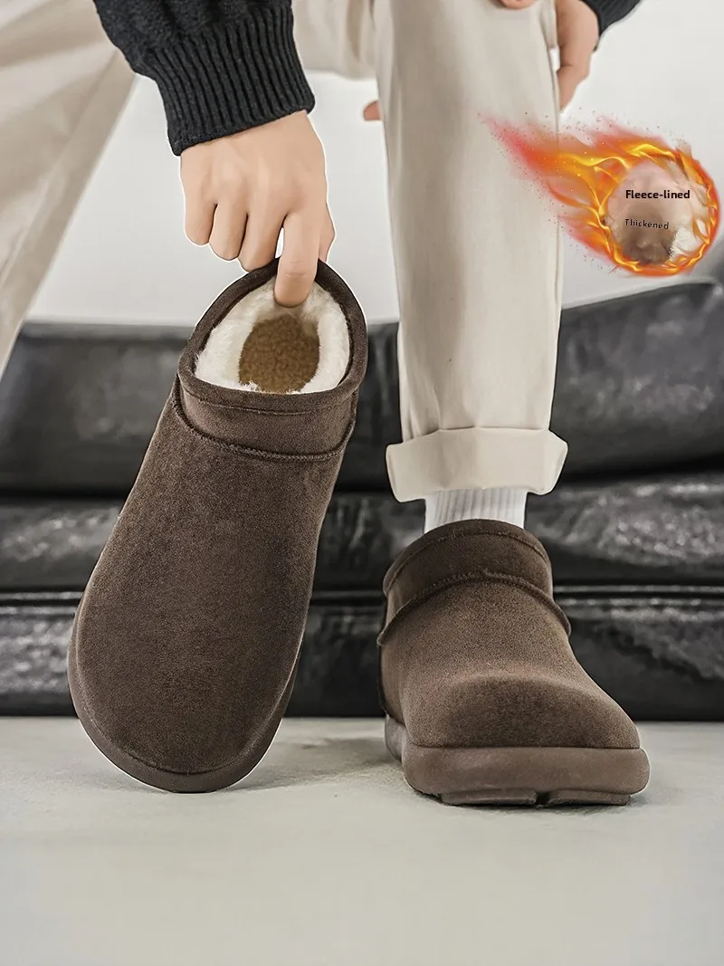 Northeast Men's Winter Snow Boots Fleece Lined Bread Style Fur Integrated below Freezing Outdoor Cold Resistant Cotton Shoes