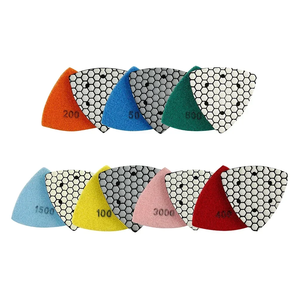 Imagem -05 - Triângulo Diamante Almofadas de Polimento a Seco para Granito Mármore Concreto Pedra Lixar Almofadas Ferramenta Disco Polimento Peças 90 mm