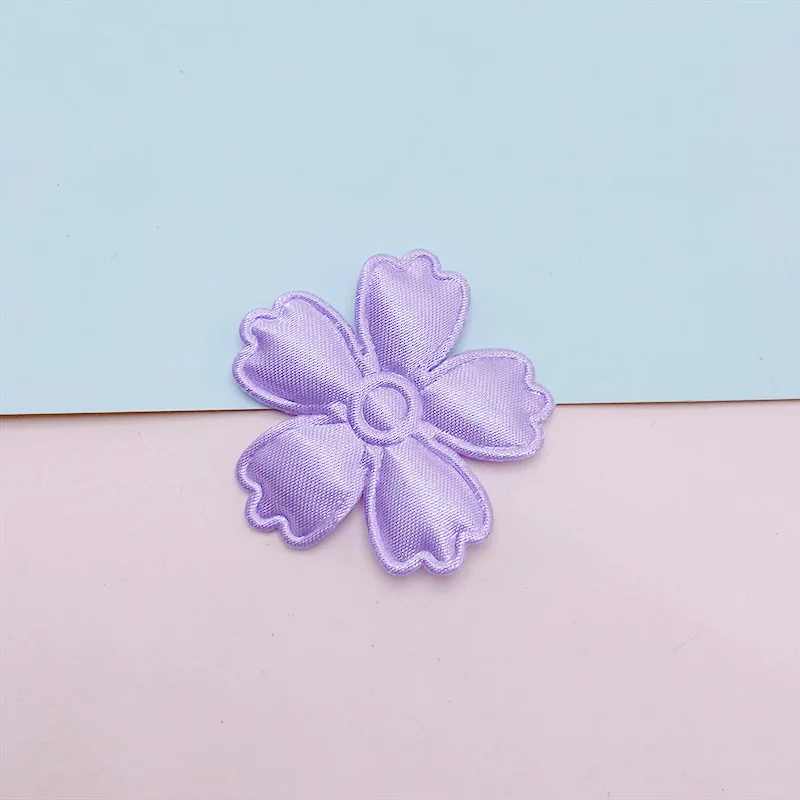 100Pcs 3,5 CM Stoff Blume Gepolsterte Appliques Nähen auf Patches Kleidung Hüte Haarnadel Ornament Zubehör DIY Handwerk Verlegenheit – Detail 8