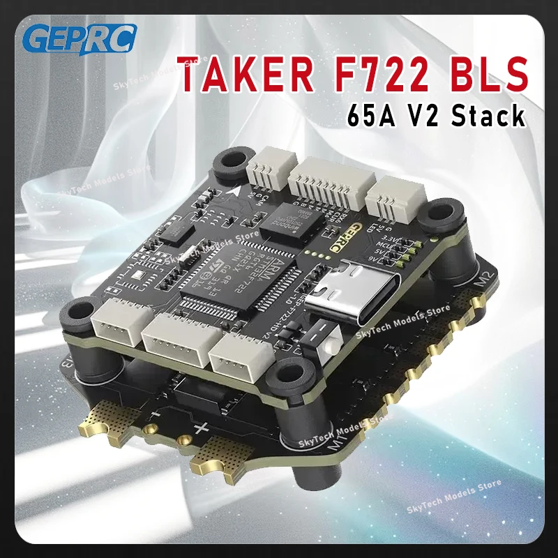 

GEPRC TAKER F722 BLS 65A V2 Stack - 4IN1 ESC 70A Burst, 16M Black Box, ICM42688-P Gyro, Dual 9V/5V BEC for Racing FPV