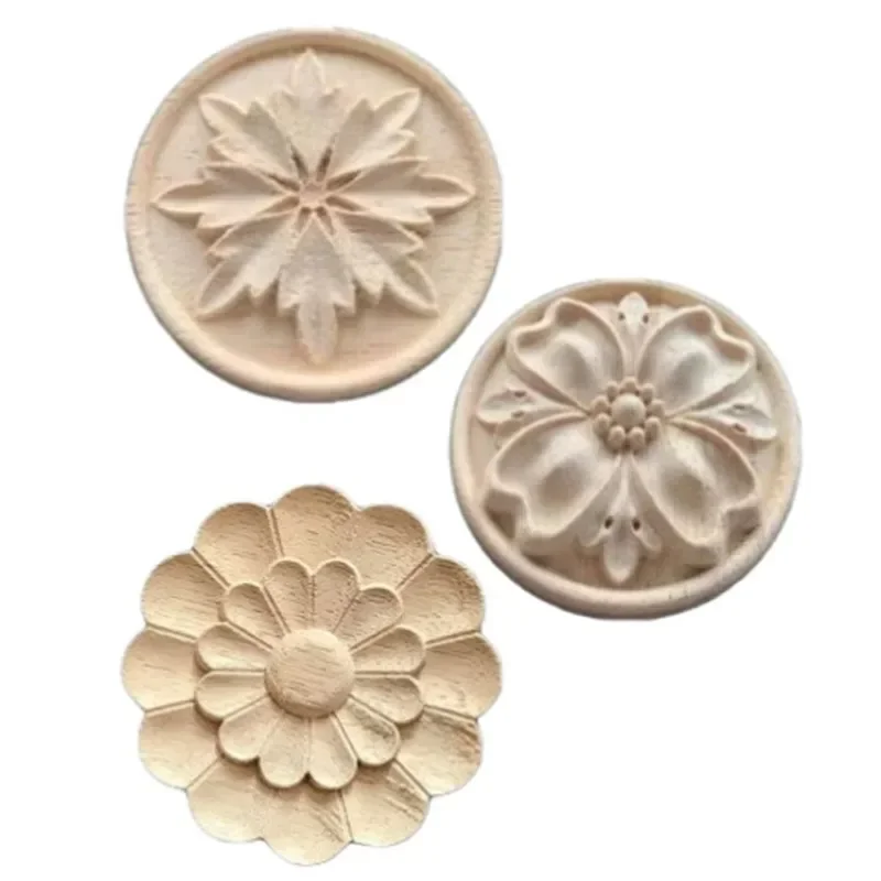 10PCS Wood Floral Appliques for Furniture Antique Onlays Moulding Home Decor Wood Carving Decor Wall Decal Vintage Figurines
