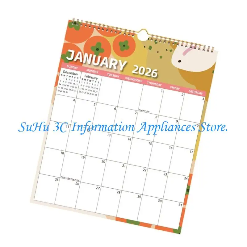  2026 Wall Mount Paper Calendar 12 Month Planner from January to December