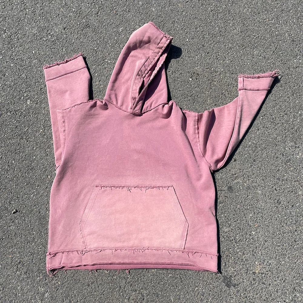 Wang Studio Only Does Couples Heart's Delight! Worn-In Look 450g Heavyweight Hoodies with Frayed Edges And Vintage Wash