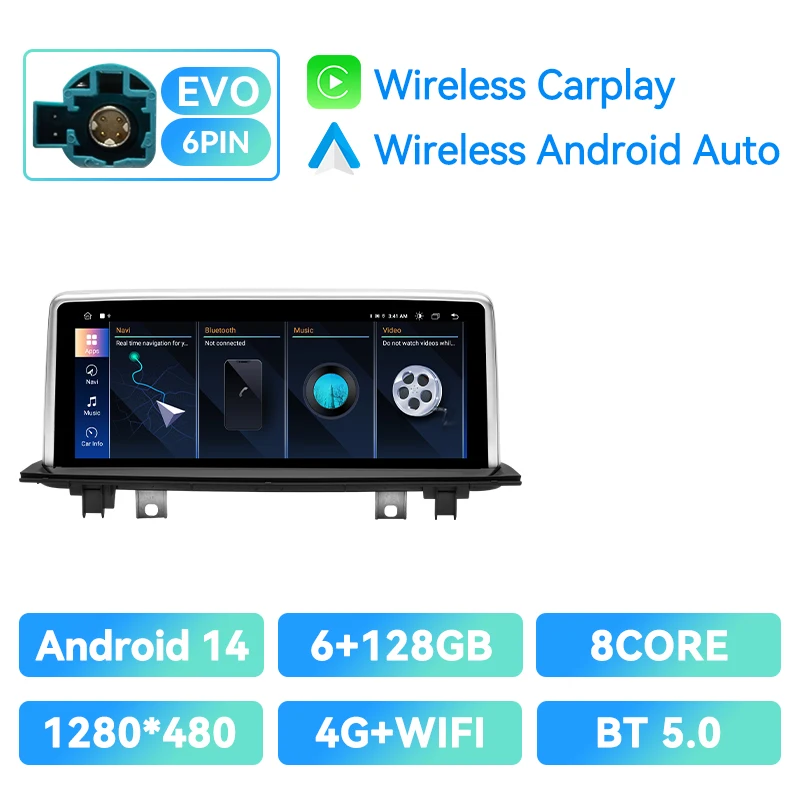 Draadloze CarPlay 1920*720 IPS Touch Autoradio Speler Voor BMW X1 F48 X2 F39 EVO 2018-2021 Android 14 Multimedia DSP GPS 4G Wifi