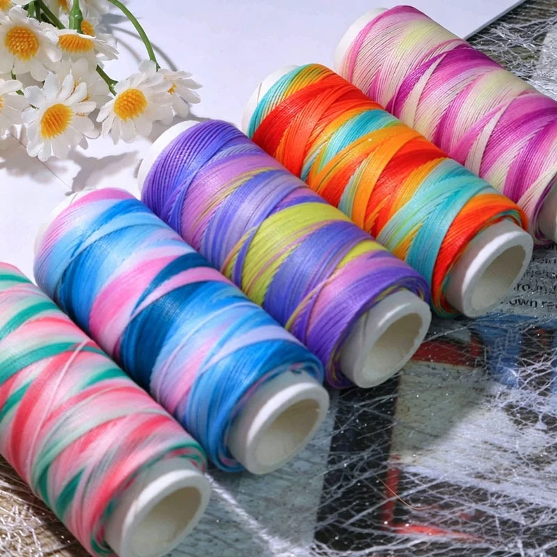 Hilo Encerado Redondo de 0.35mm y 125 Metros para Macramé y Joyería Hechos a Mano, Hilo de Color Degradado