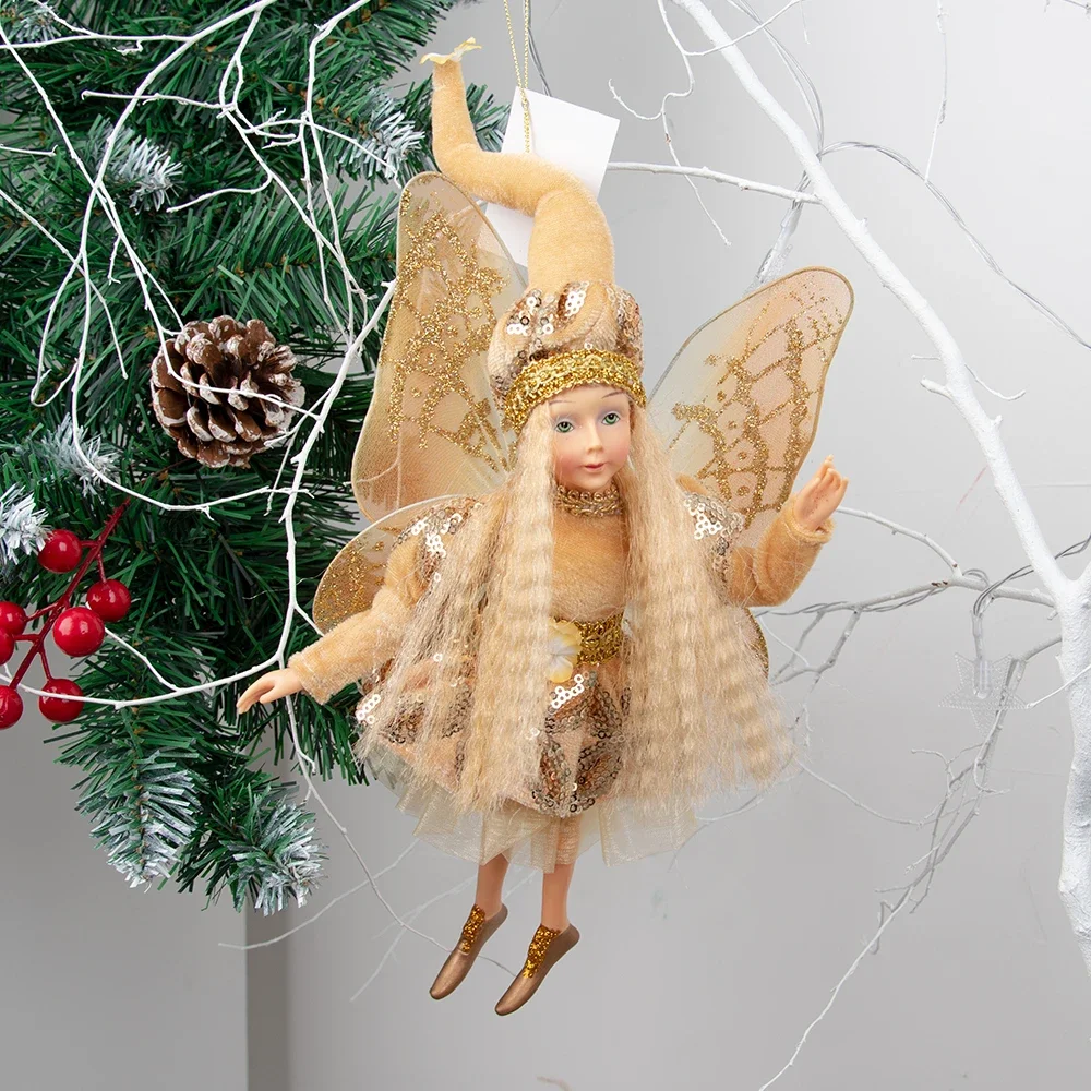 Christmas Angel Doll Pendant Red Green Decoration Home Christmas Party Tree Decoration Children Navidad Gift Elf