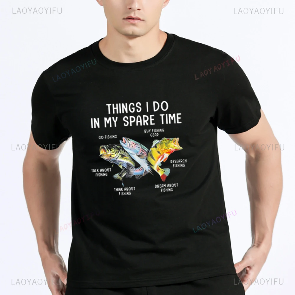 Summer Style Graphic Things I Do in My Spare Time Funny Fishing T Shirts Streetwear Hipster Casual Fisherman Tshirt Hip Hop Tees