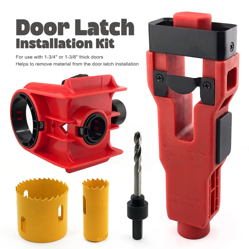 Doorknob Hole Cutter Kit, Wood & Metal Door Use, Latch Mortise Woodworking Tool