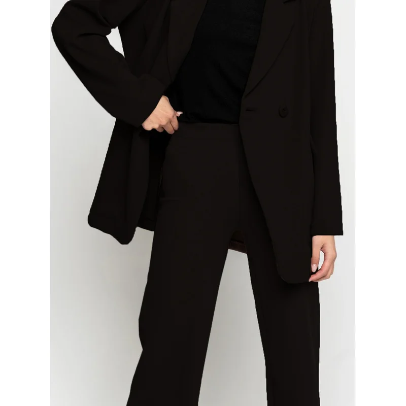 กางเกงขายาวทรงตรงแบบหรูหรา ปี 2025 สำหรับผู้หญิง เอวยางยืด กระชับสัดส่วน สีดำ เหมาะสำหรับใส่ทำงานหรือไปงานปาร์ตี้