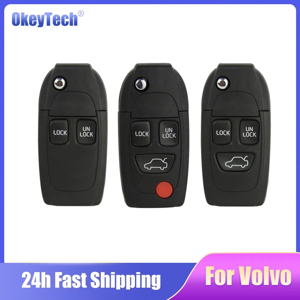 

OkeyTech 2/3/4 Buttons Remote Flip Folding Key Shell Case Fob Keyless For Volvo XC70 XC90 V50 V70 S60 S80 Key Auto Case Cover