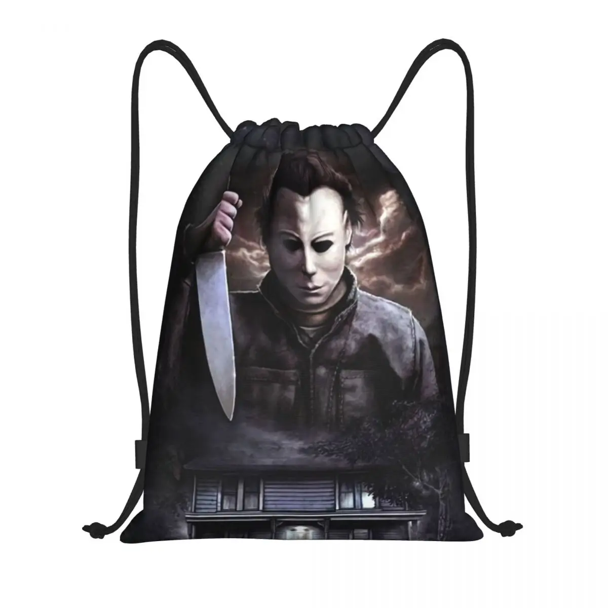Michael Myers Drawstring Backpack Sports Gym Bag for Men Women Halloween Horror Movie Training Sackpack