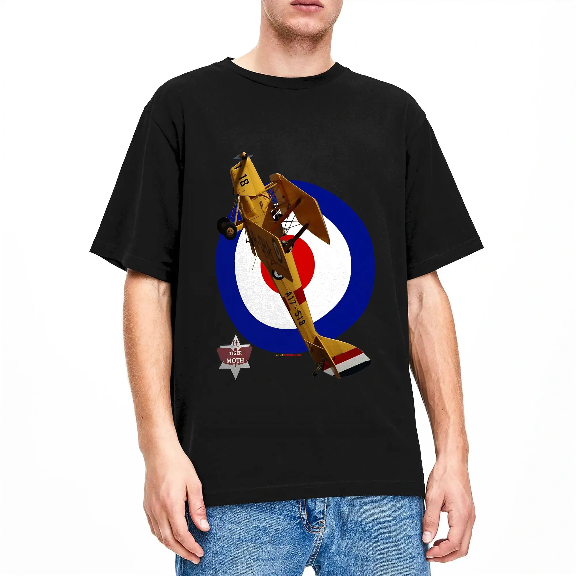 RAF Roundel & Motif -Tiger Moth VH-DHA Cotton T-Shirt For Couple Summer Fashion Tee Shirt Big Size Hot Sale Clothing