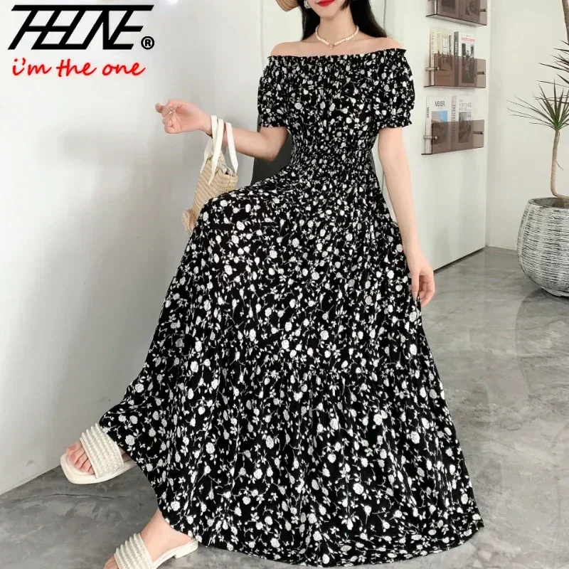 Women's Plus Size Bohemian Style Maxi Long Dress for Women Floral Cotton Beach Round Neck Indian Clothing Vestido Robe Female