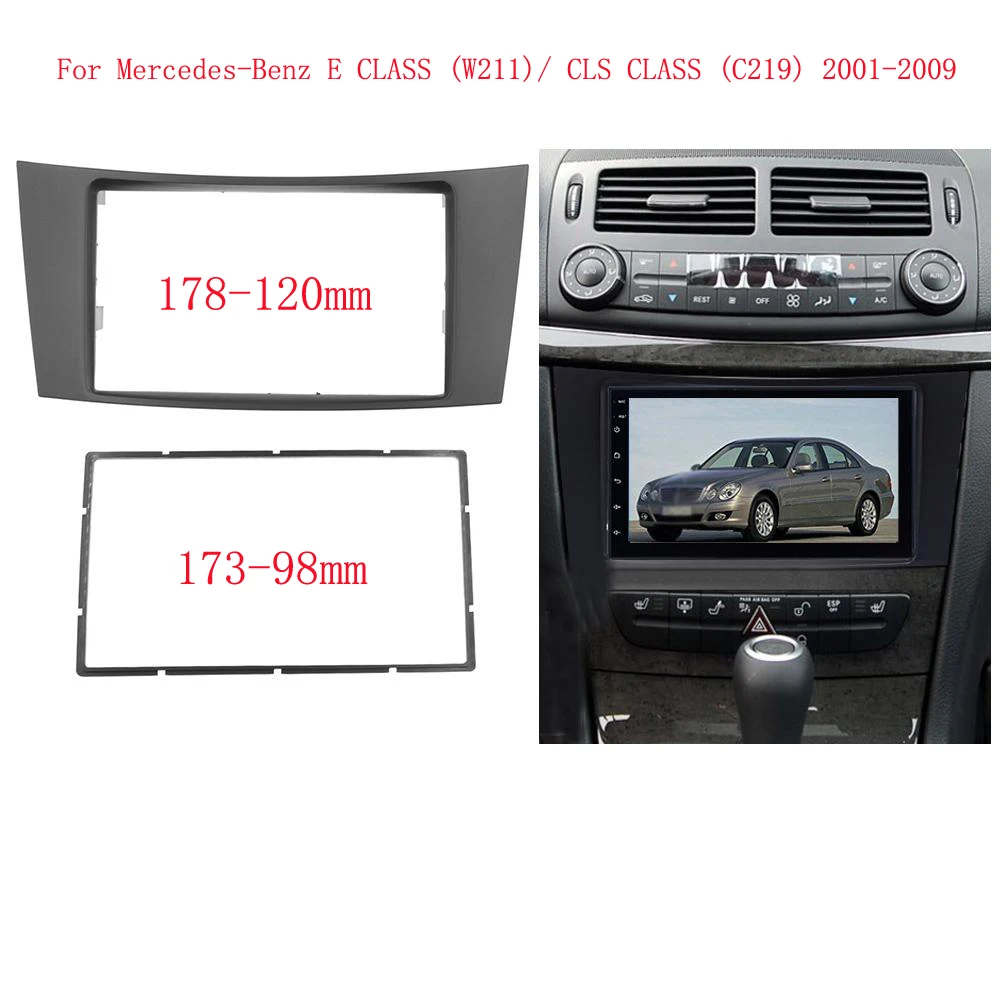 Double Din Car Radio Fascia Stereo Audio Panel Frame for Mercedes BENZ E CLASS W211 CD Trim DVD Player Cover Refitting Mount Kit