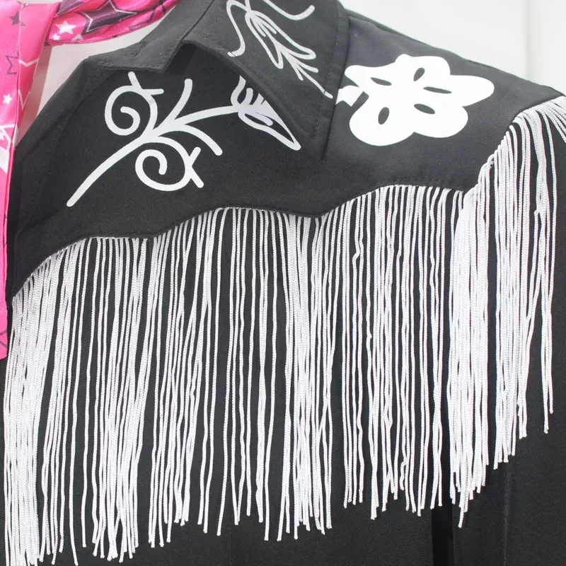 2025 ❤   فيلم جديد مارجوت روبي باربي كين كوسبلاي للرجال البالغين بلاك كاوبوي أزياء الهالوين بذلة وردية رول ★ ★