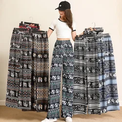 Vrouwen Wijde Pijpen Broek Hoge Taille Olifant Print Broek Zomer Dunne Rechte Broek Casual Broek Vrouwelijke Kleding 2023 Mode