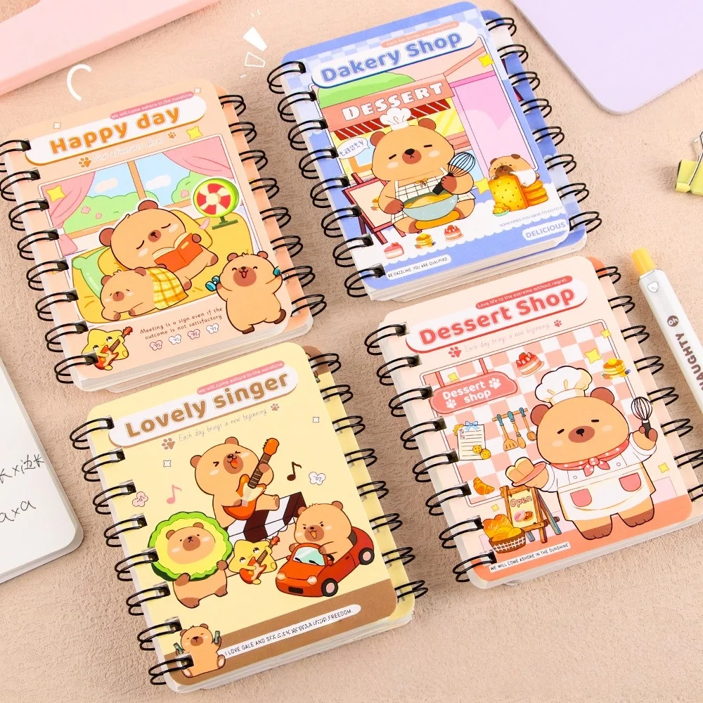 20 Colors Portable A7 Capybara Coil Notebook with Side-Flip Blank Pages Cute Cartoon Student Memo Journal Book